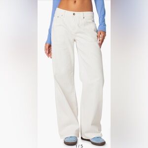 Edikted Roman Low Rise Wide Leg White Jeans size XL *NWT*